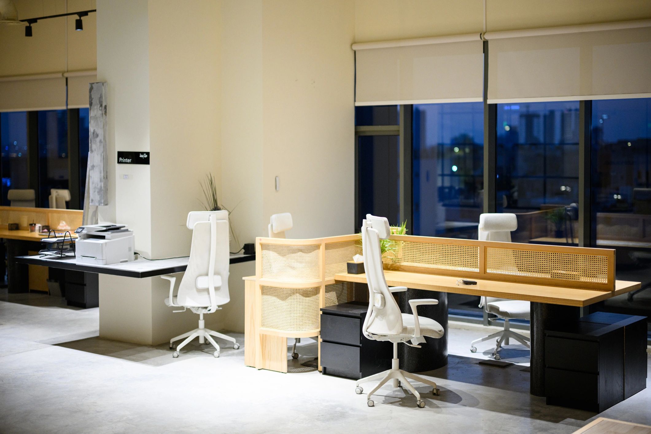 Modern editorial newsroom workspace